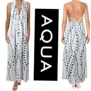 AQUA FLORAL HALTER MAXI